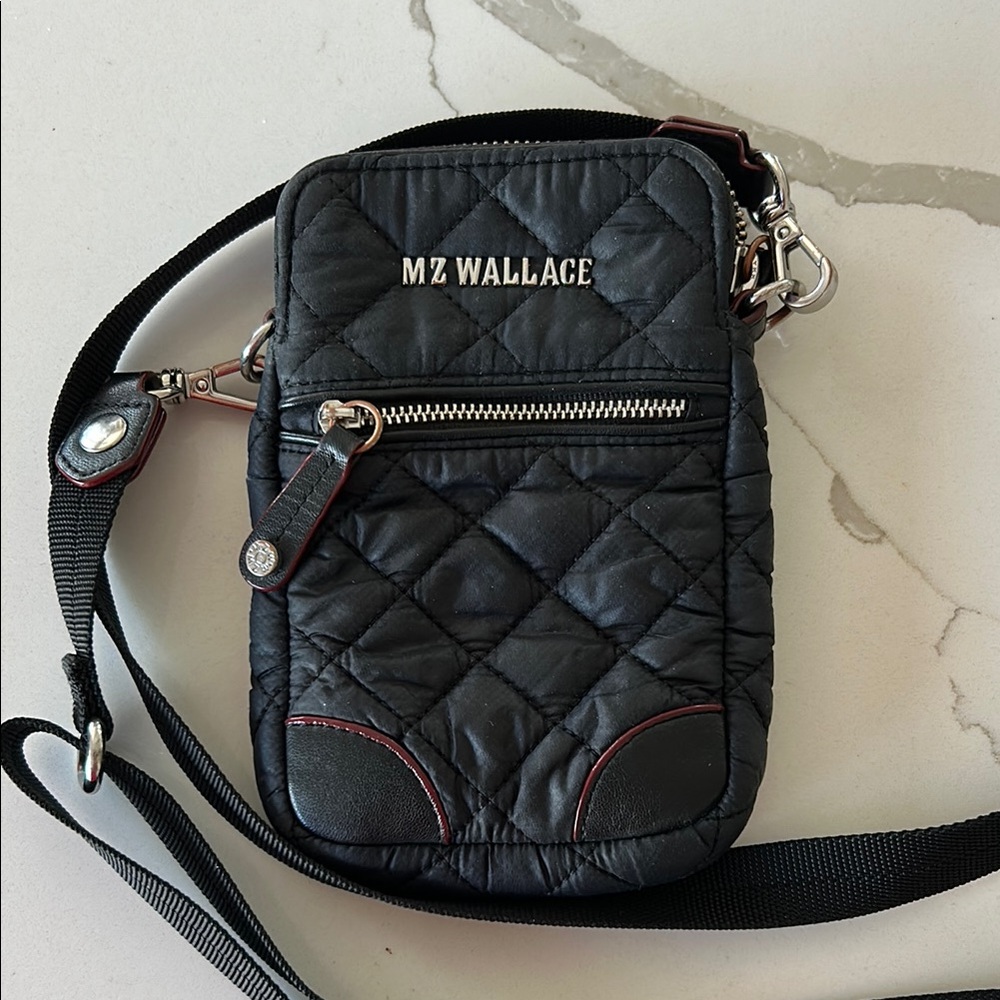 MZ Wallace Quilted Black Crossbody Phone Pouch